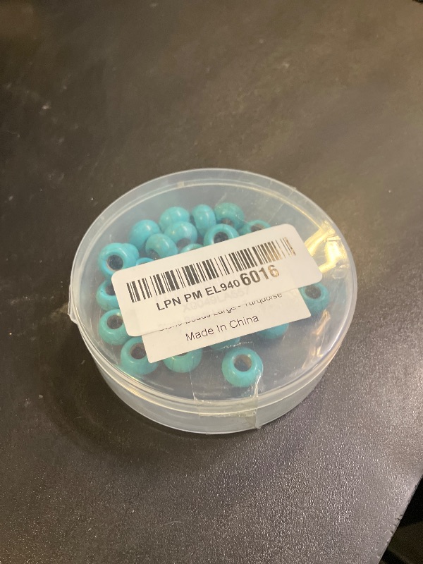 Photo 1 of PAMIR TONG Turquoise Large Hole Beads for Jewelry Making - 100pcs 14mm European Gemstone Howlite Rondelle Spacer Big Craft Beads for Pens, Bracelets