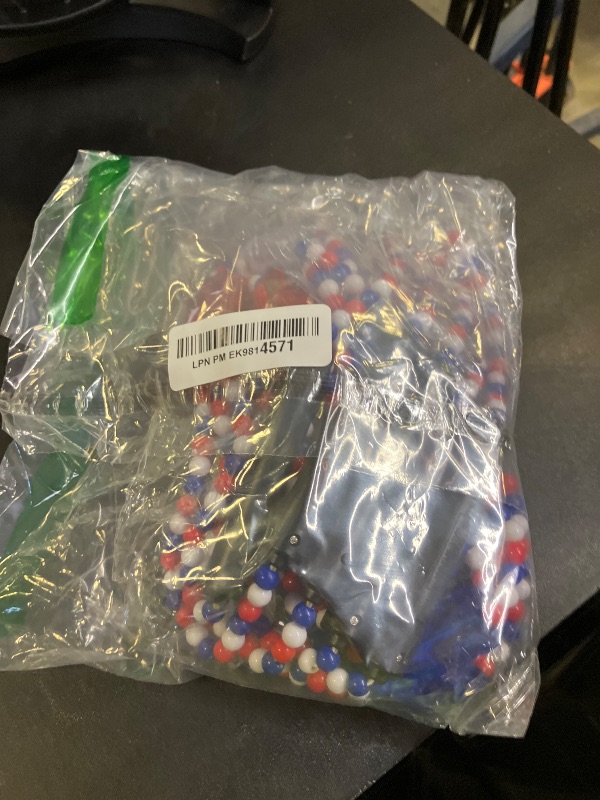 Photo 1 of Ecation 6 Pcs 4th of July Bead Necklace Light up LED Neon Beaded Necklaces Bulk Patriotic Red White and Blue Star Accessories for Independence Day Memorial Day Events Party Celebration