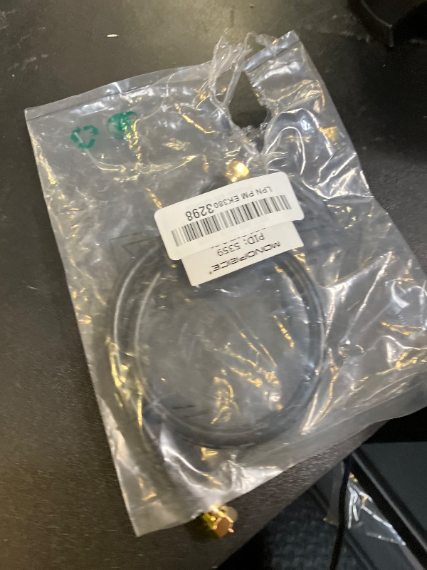 Photo 1 of Monoprice RG6 Quad Shield CL2 Coaxial Cable with F Type Connector for Television, 1.5Ft