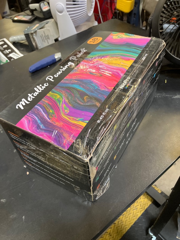 Photo 1 of Nicpro 18 Colors 8.45oz Metallic Acrylic Pour Paint Supplies Kit, Large Volume Ready to Pour Premixed High Flow Pouring Paint Set with Silicone Pouring Oil, Gloves, Instructions for Beginner DIY