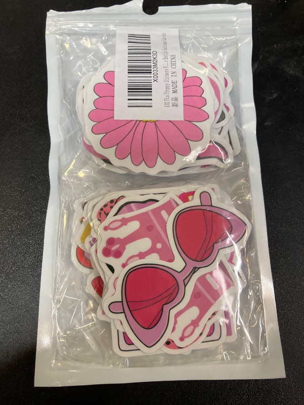 Photo 1 of 102 Pcs Preppy Stickers Vinyl Aesthetic Waterproof Stickers Adorable Decor Supplies Pink Party Suitable for Mobile Phone Computer Skateboard Water Bottle Suitcase Car etc