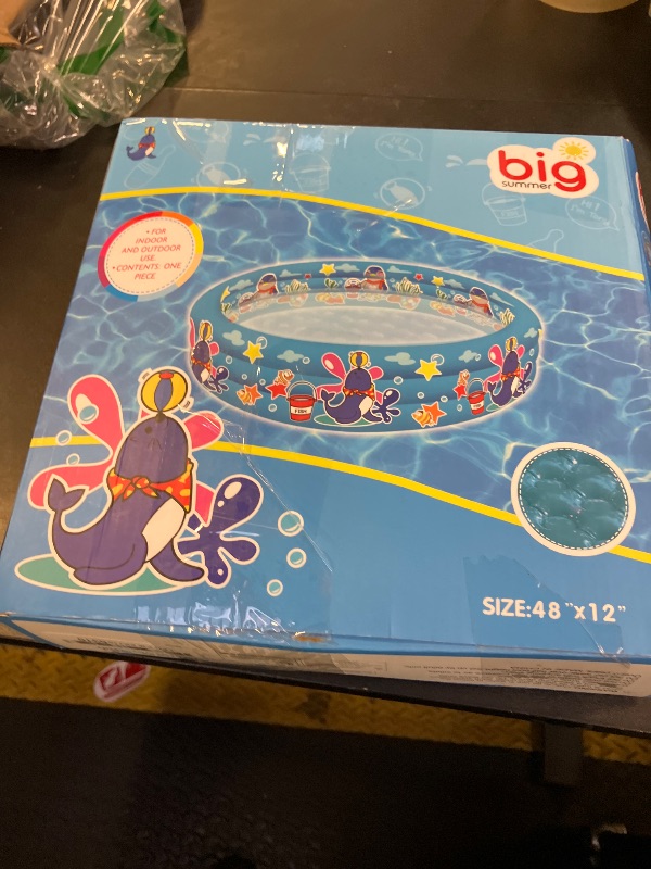 Photo 1 of 3 Rings Kiddie Pool for Toddler, 48”X12”?Kids Swimming Pool, Inflatable Baby Ball Pit Pool, Small Infant Pool (Blue)