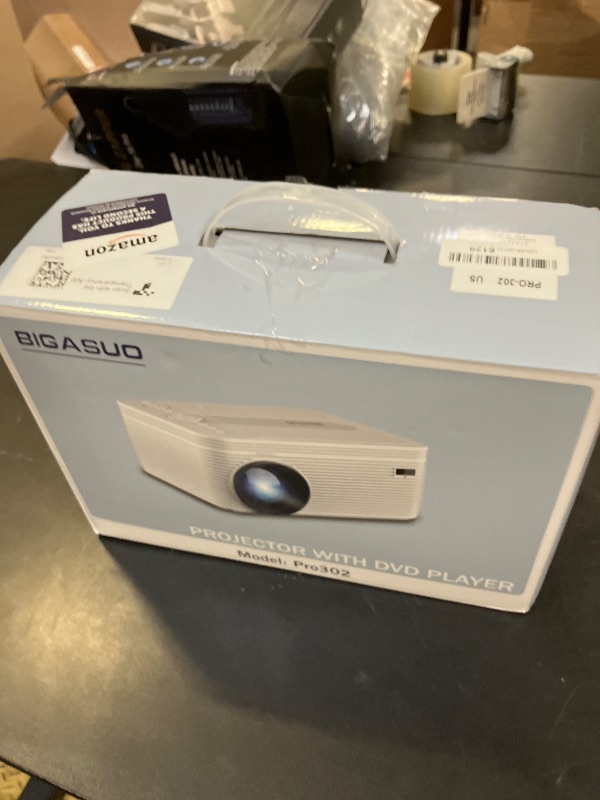 Photo 1 of BIGASUO HD 9000L Bluetooth Projector Built in DVD Player, Mini Projector 1080P and 250”Supported with Tripod/ Carry Bag, Projector Compatible w/ TV Stick, PS5, Laptop, Portable Outdoor Movie Projector