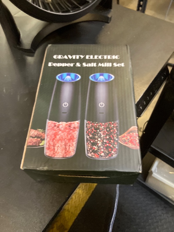 Photo 1 of Sweet Alice Rechargeable Electric Pepper and Salt Grinder Set, No Battery Needed, whit Gravity Sensing Switch and LED Light, One Hand Automatic Operation, Black 2 Pack