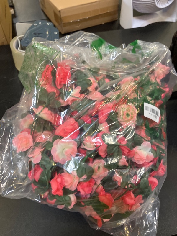 Photo 1 of 8pcs 65.6Ft Flower Garland,PARTY JOY Fake Rose Vine Artificial Flowers Hanging Rose Ivy Garland for Room Wall Decor Hanging Baskets Wedding Arch Garden Background Decor (Pink-8PCS)