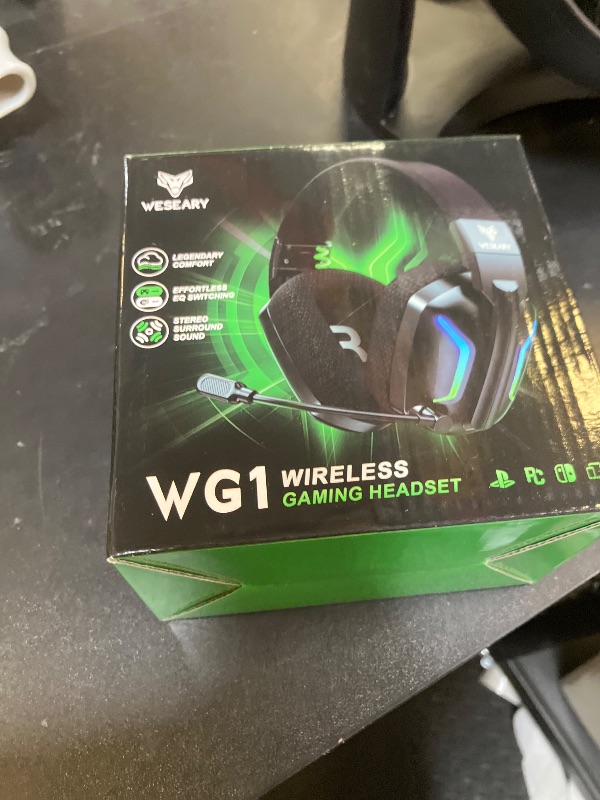 Photo 1 of WESEARY Wireless Gaming Headsets for PC, PS5, PS4, Switch, Mac, 2.4GHz Wireless Gaming Headphone with ENC Noise Canceling Microphone, Bluetooth 5.4, Cool Lighting, 50H Battery, 50mm Drivers