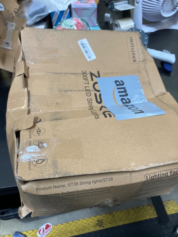 Photo 1 of Zuske Outdoor String Lights Waterproof, 300FT Patio Lights with 146 Shatterproof ST38 Globe Bulbs(6 Spare), Connectable Dimmable LED Hanging String Lights for Outside Backyard Porch Balcony(150FT x 2)