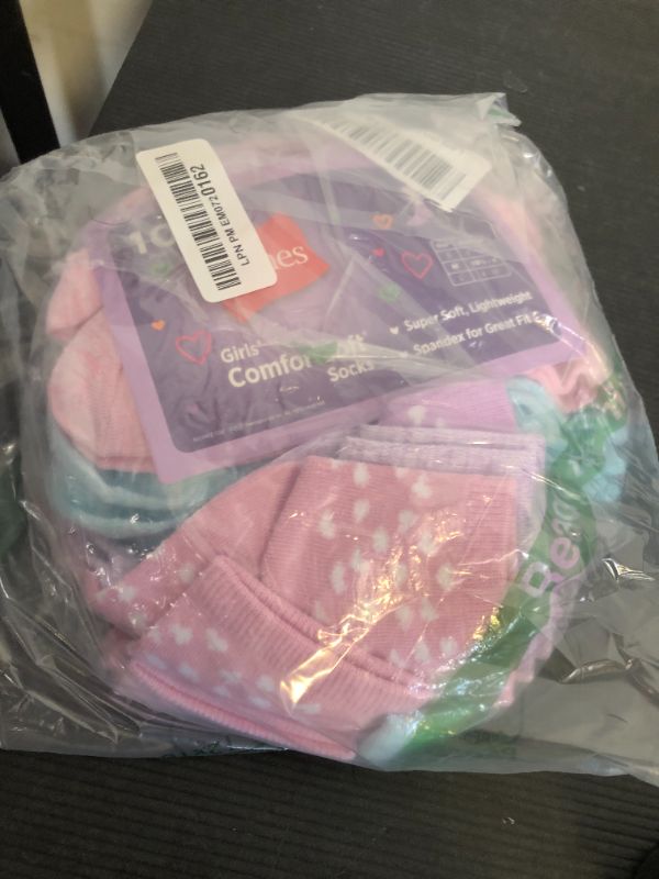 Photo 1 of Hanes Girls' Big ComfortSoft Socks, Ankle & No Show Soft Stretch, 10-Pack, Ankle-Pink/Lavender/Teal-10 Pack, Large