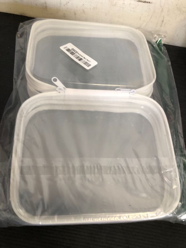 Photo 1 of LSGCQ Clear Hard Shell Zipper Case 3 PCS Clear Cosmetic Make up Bag Waterproof Travel Toiletry Bag for Women, Hard Plastic Zipper Pouches Portable Travel Storage Organizer Bins (White, 8"x6"x2")