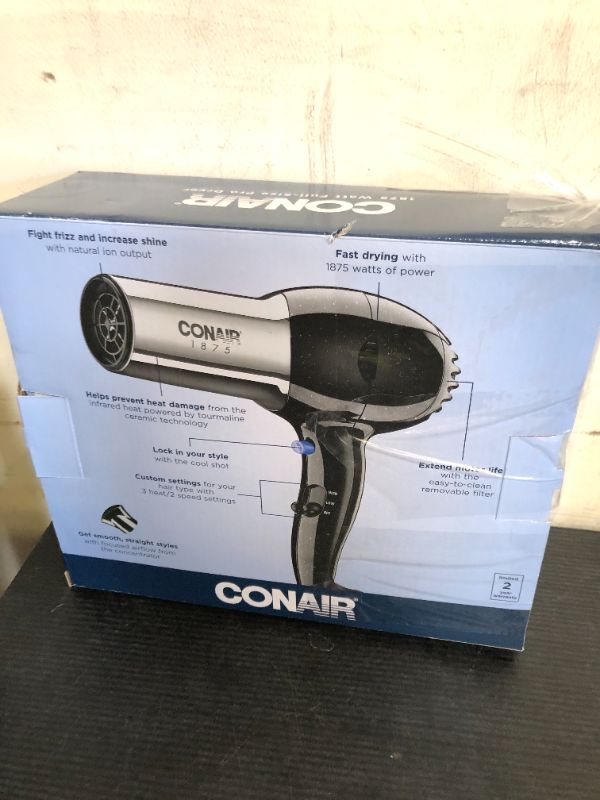Photo 1 of Conair Hair Dryer, 1875W Full Size Hair Dryer with Ionic Conditioning, Blow Dryer