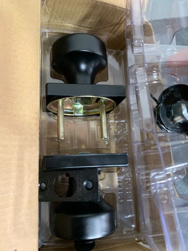 Photo 1 of Kwikset Pismo Entry Door Knob with Lock and Key, Secure Keyed Handle Exterior, Front Entrance and Bedroom, Matte Black, Pick Resistant SmartKey Rekey Security and Microban, Square Rose