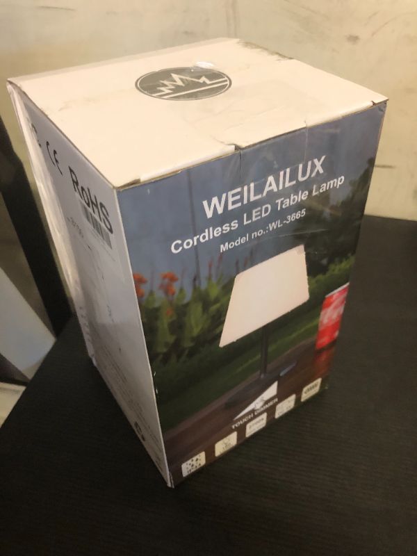 Photo 1 of WEILAILUX Outdoor Battery Operated Table Lamp Waterproof, 4000mAh Cordless Rechargeable, Touch Dimmable Desk Lamp, LED Night Light for Patio Camping Restaurant Home, H9.6in, Wood Grain