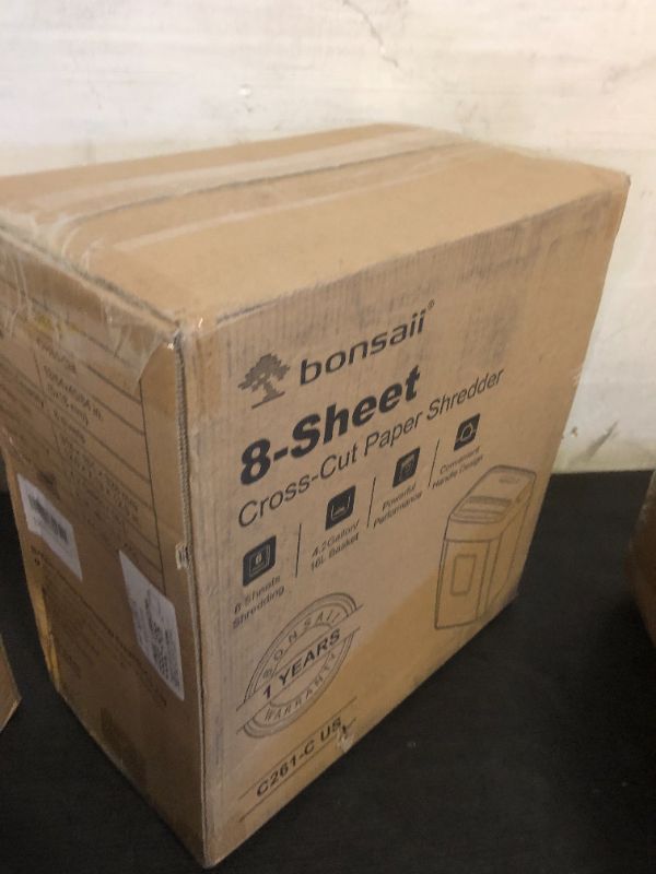 Photo 1 of Bonsaii Paper Shredder, 8-Sheet Crosscut Shredder with 4.2 Gallon Bin Shred Credit Card/Mail/Staple/Clip, P-4 Security Level Document Shredder with Handle for Home Office (C261-C)