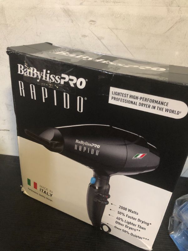 Photo 1 of BaBylissPRO Hair Dryer, Nano Titanium Rapido 2000-Watt Blow Dryer, Hair Styling & Appliances, Black, BRAP1
