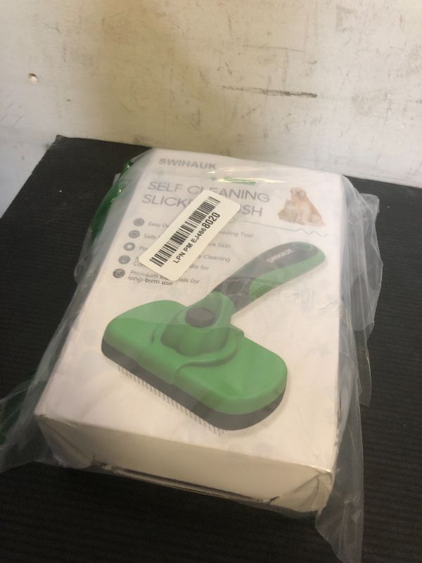 Photo 1 of Swihauk Self Cleaning Slicker Brush - Skin Friendly Deshedding Grooming Tool for Dogs & Cats, Suitable for Shedding & Haired Pets, with Pet Supplies Accessories, Green