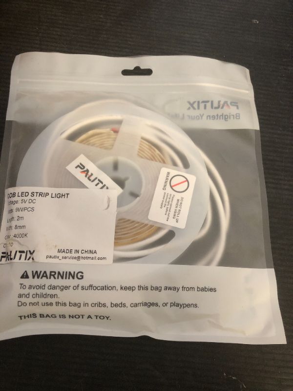 Photo 1 of PAUTIX COB LED Strip with Motion Sensor,5V USB LED Tape Light 4000K Natural White,CRI90+ Super Bright,Dimmable Motion Activated LED Strip Light for Bedroom,Cabinets,Kitchen,Stair,Closet