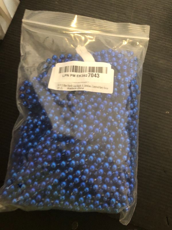Photo 1 of SHAOQINLIN 24 PCS Blue Mardi Gras Beads, Christmas Bead Necklace, 4th of July Beads Necklaces, 33'' 7 mm Blue Party Beads for Patriotic Day, Mardi Gras, Christmas, Carnival Party Favors