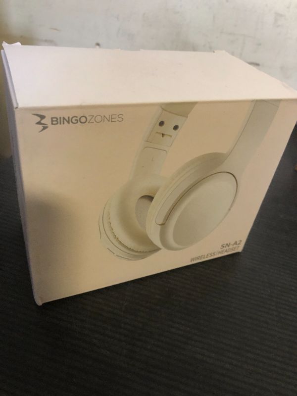 Photo 1 of Bingozones SN-A2 Headphones Wireless Bluetooth with Mic, Lightweight On Ear Aesthetic Headphone, Deep Bass, Bluetooth 5.3, 20H+ Playtime, Portable Wired Headphones for School, Travel, Gym - Beige