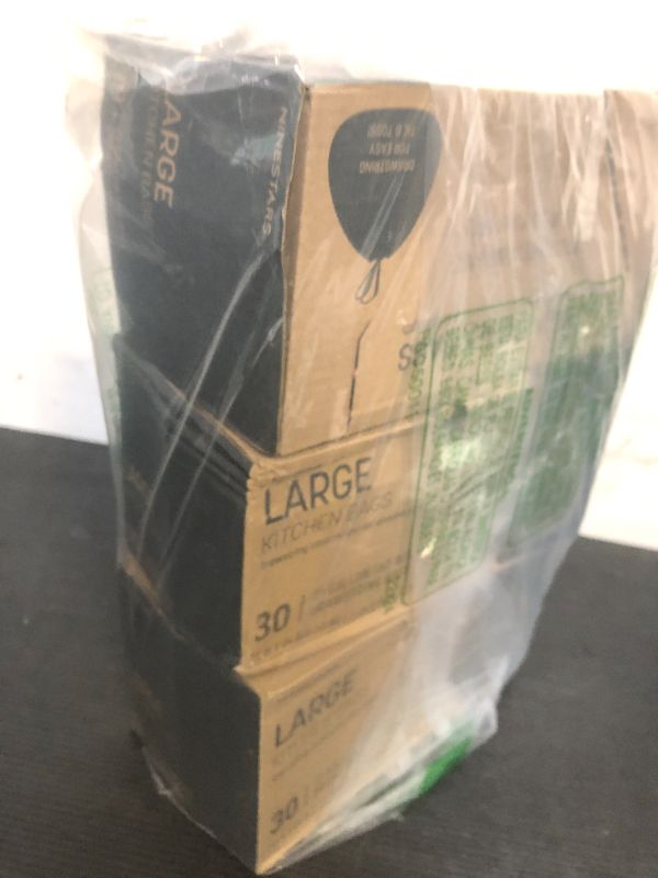 Photo 1 of NINESTARS Extra Strong White Trash Bag w/Drawstring Closure, 21 Gal. / 79 L., 30 count, Pack of 3