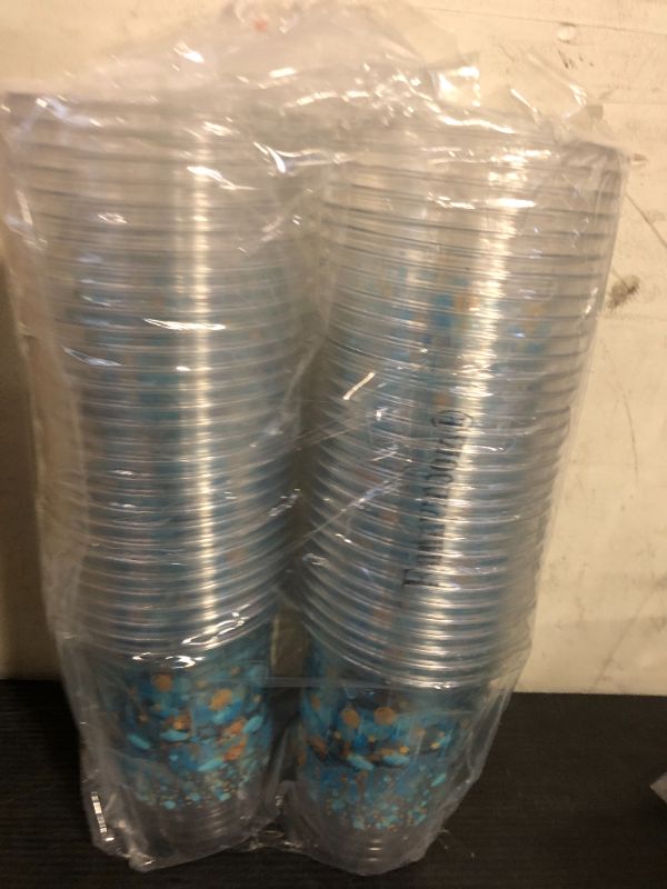 Photo 1 of Funnymoom 60 Pcs Blue Bear Plastic Cups 16 oz Disposable Clear Baby Shower Drinking Cups for Bee Theme Party Gender Reveal Supplies Decoration