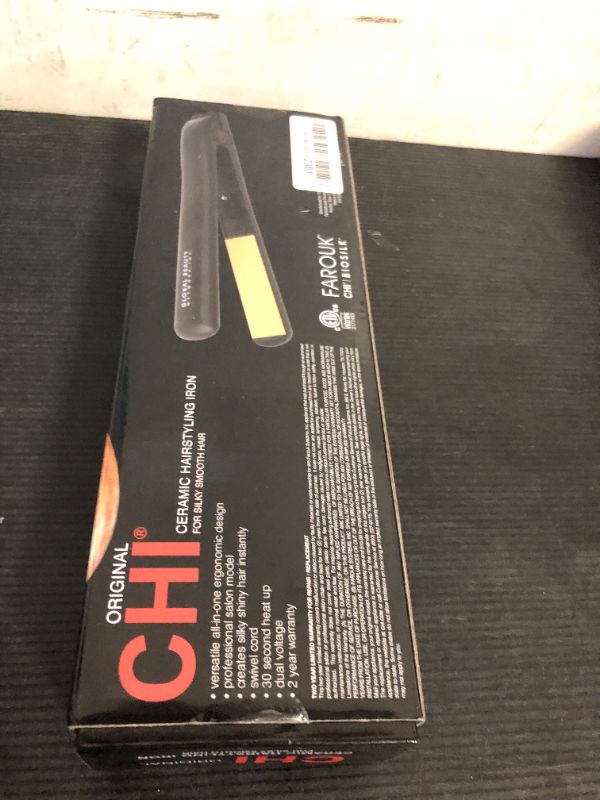Photo 1 of CHI Original Ceramic Flat Iron, Straightener For A Smooth Finish, Ceramic Floating Plates, Quick Heat Up, Analog On/Off Switch, 1" Black