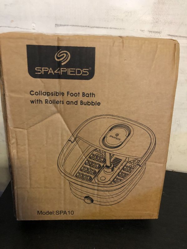 Photo 1 of Collapsible Foot Spa Bath Massager with Heat-Maintaining, Bubbles, Red Light, 8 Shiatsu Massage Rollers, A Double-Sided Foot File for Stress Relief & Soft Feet, Space-Saving Feet Soaker, Blue