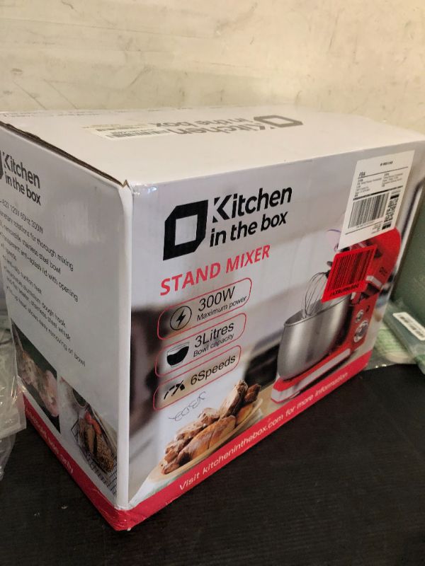 Photo 1 of Stand Mixer, Kitchen in the box 3.2Qt Small Electric Food Mixer,6 Speeds Portable Lightweight Kitchen Mixer for Daily Use with Egg Whisk,Dough Hook,Flat Beater (Red)