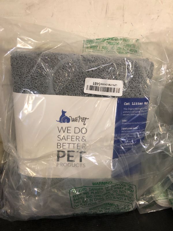 Photo 1 of WePet Cat Litter Box Mat, Kitty Premium PVC Pad, Durable Trapping Rug, Phthalate Free, Urine-Resistant, Scatter Control, XXL 47 x 36 Inch, Cadet Grey