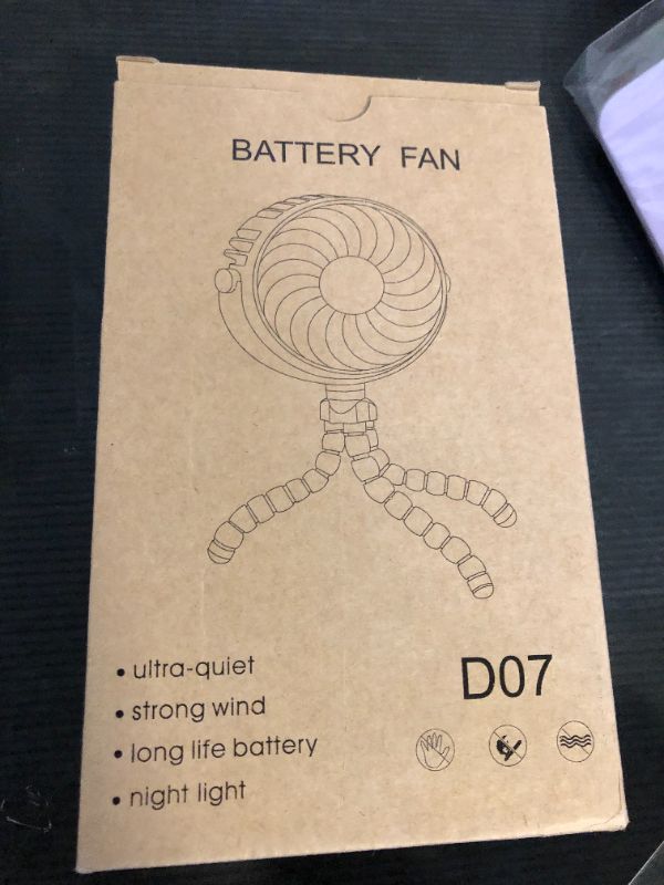 Photo 1 of AMACOOL Battery Operated Stroller Fan Flexible Tripod Clip On Fan with 3 Speeds and Rotatable Handheld Personal Fans for Car Seat Crib Bike Treadmill (Black)