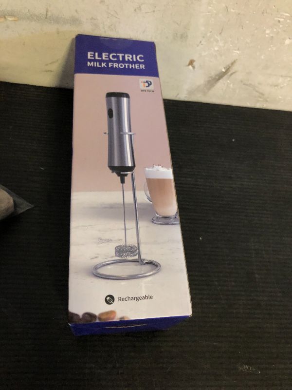 Photo 1 of Milk Frother Handheld for Coffee, Fast Handheld Drink Mixer with Stainless Steel Whisk, Rechargeable Hand Frother Wand Stirrer Wand Foam Maker with Stand for Latte Cappuccino Matcha