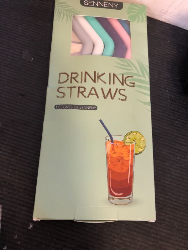 Photo 1 of Senneny Set of 6 Silicone Drinking Straws for 30oz and 20oz - Reusable Silicone Straws BPA Free Extra Long with Cleaning Brushes- 6 Bent- 8mm diameter