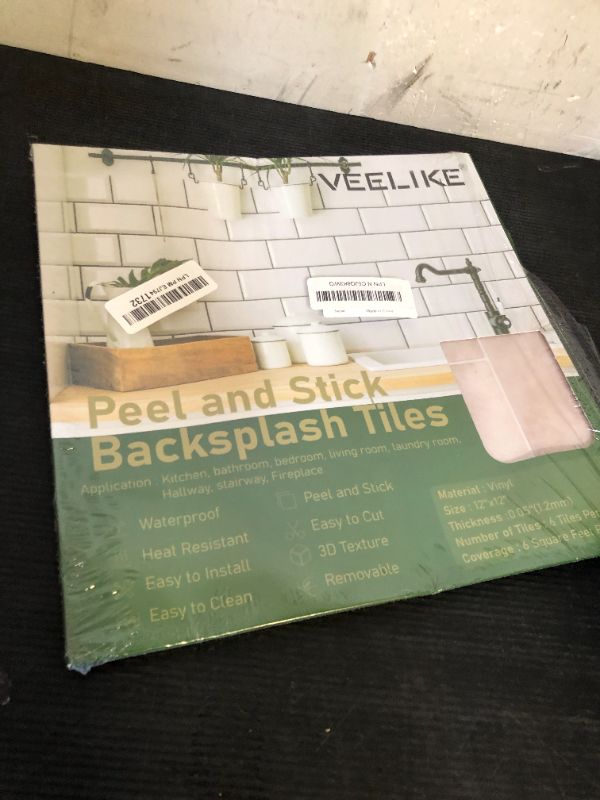 Photo 1 of VEELIKE Subway Backsplash Tile Peel and Stick Wall Tiles for Bathroom Waterproof 6 Sheets Beige Stone Peel and Stick Backsplash for Kitchen Wall Back Splash Stick on Tiles for Laundry Room 12''x12''
