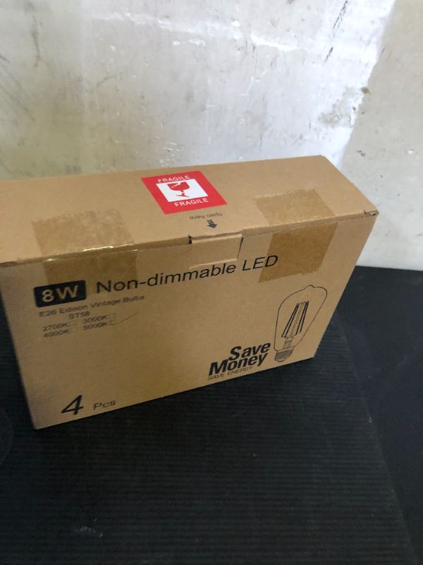 Photo 1 of 4-Pack Vintage E26 LED Edison Bulbs 100W Equivalent 1400LM High Brightness 8W ST58 LED Filament Light Bulbs 5000K Daylight White Medium Base CRI90+ Antique Clear Glass for Home Kitchen, Non-dimmable