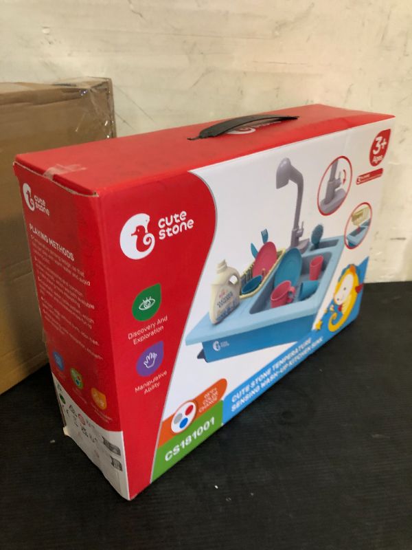 Photo 1 of CUTE STONE Color Changing Kitchen Sink Toys, Children Electric Dishwasher Playing Toy with Running Water, Upgraded Faucet, Automatic Water Cycle System Play House Pretend Role Play Toys for Boys Girls