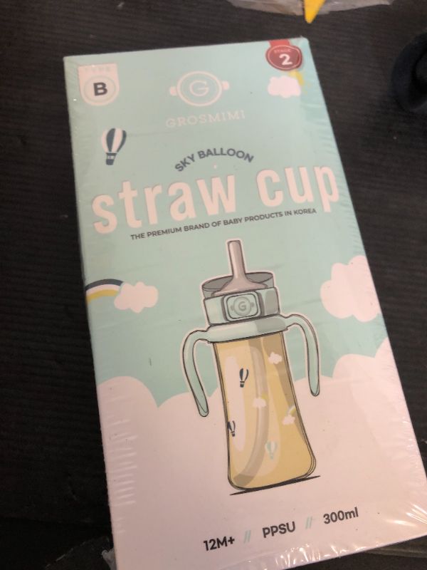 Photo 1 of GROSMIMI Flip Top Spill Proof Sippy Cup, PPSU, BPA Free, 10 oz, Stage 2 Straw for Toddlers (Air balloon)