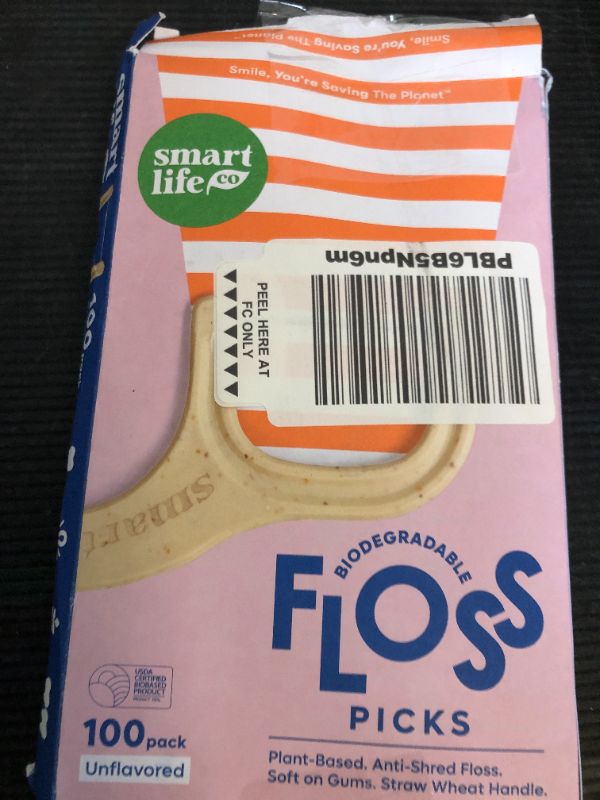 Photo 1 of SmartLifeco Biodegradable* Dental Floss Picks - Eco-Friendly Tooth Flosser for Adults & Kids | Straw Wheat Unwaxed Floss | Toothpick Stick Soft On Gum & Teeth | Compostable*, Vegan, Unflavored 100ct