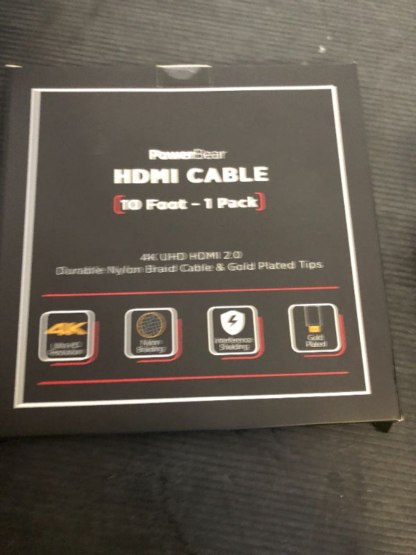 Photo 1 of PowerBear 4K HDMI Cable 10 ft | High Speed Hdmi Cables, Braided Nylon & Gold Connectors, 4K @ 60Hz, Ultra HD, 2K, 1080P, ARC & CL3 Rated | for Laptop, Monitor, PS5, PS4, Xbox One, Fire TV, & More