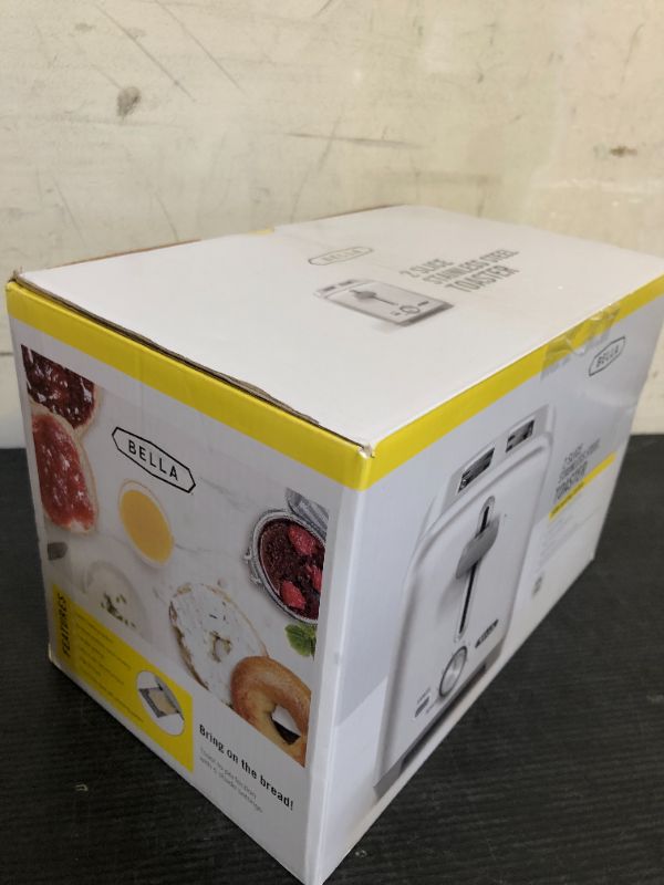 Photo 1 of bella Stainless Steel 2 Slice Toaster with Extra Wide Slots & Removable Crumb Tray, 6 Browning Options, Auto Shut Off & Reheat Function, Toast Bread, Bagel & Waffle