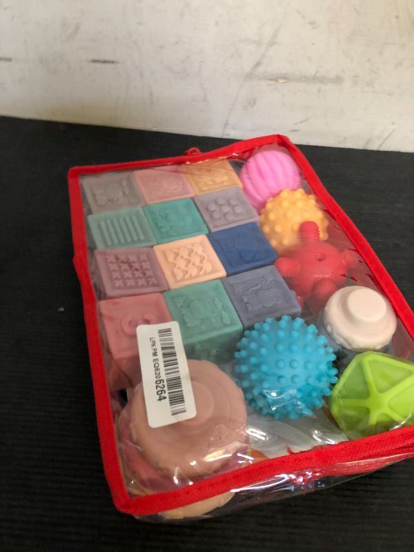 Photo 1 of SpringFlower 3 in 1 Montessori Toys for Babies 0-3-6-12 Months, Soft Baby Teething, Stacking Building Blocks for Infants, Sensory Developmental Education Toys for Toddler Baby 12-18 Months,23 PCS