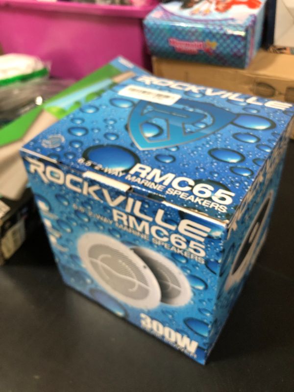 Photo 1 of Rockville RMC65W 6.5" 600W 2-Way Marine Boat Speakers, 4 Ohm, Waterproof, UV-Resistant, High-Fidelity Sound, Perfect for Boats and Outdoor Adventures