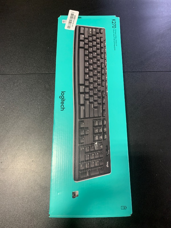 Photo 1 of Logitech K270 Wireless Keyboard for Windows, 2.4 GHz Wireless, Full-Size, Number Pad, 8 Multimedia Keys, 2-Year Battery Life, Compatible with PC, Laptop, Black