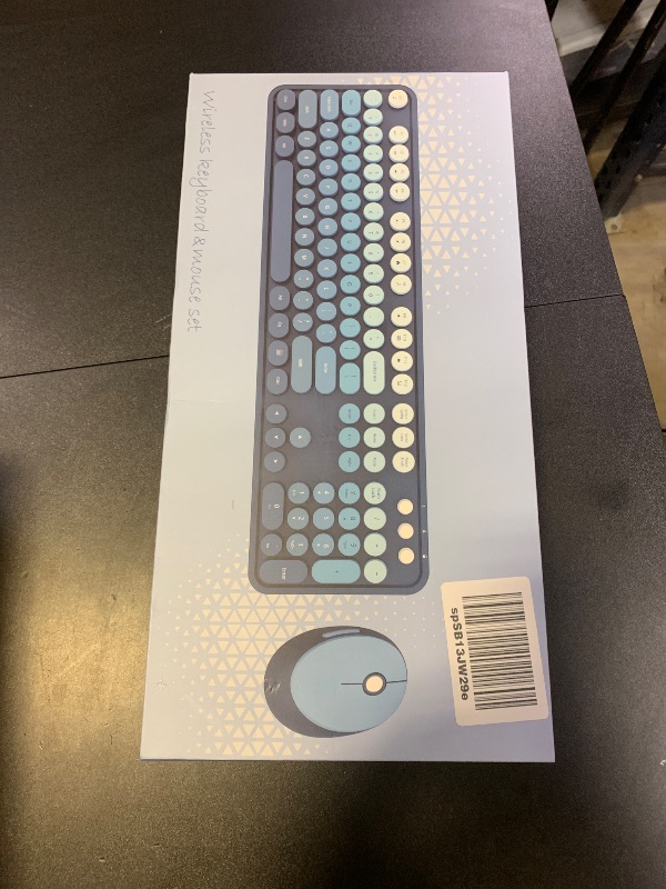 Photo 1 of Nowlike Wireless Keyboard and Mouse Combo, Retro Typewriter Keyboard with Round Keycaps, Full-Size Ergonomic, Blue, Ideal for Windows PC, Home, Office, and College, Wireless Keyboard Mouse Combo