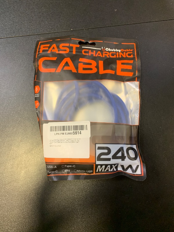 Photo 1 of chubbycable Chubby 2.0 Fast Charging Cable Durable Soft Silicone USB C Cable 240W Extra Thick Phone Charger Cord Data Transfer Cord, Dark Blue+Dark Blue, Type-C to Type-C, 9.8 FT