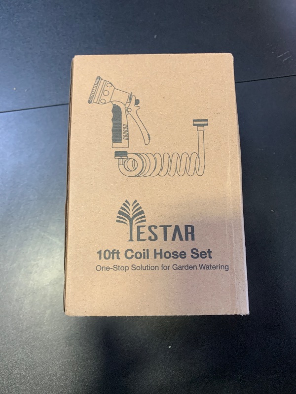 Photo 1 of Coil Hose 10FT EVA Coil Garden Hose With 3/4'' Brass Connector Coiled Water Hose Lightweight And No Kink Includes 7 Patterns Spray Nozzle For Outdoors Lawn Watering Car Washing