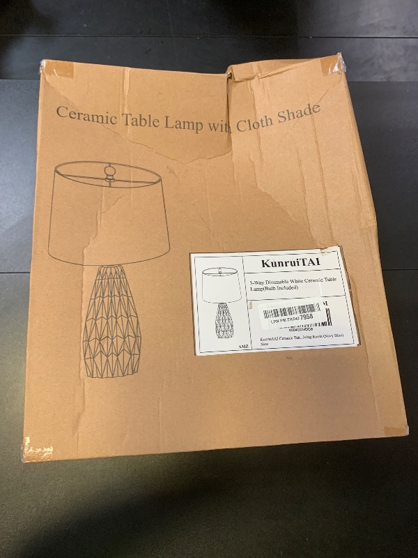 Photo 1 of KunruiTAI 25'' Table Lamp Navy Blue Table Lamps Modern Ceramic Lamps for Night Stand - Dimmable Bedside Lamps for Nightstand, Bedroom Lamp for Living Room Desk End Table Office Guest Room