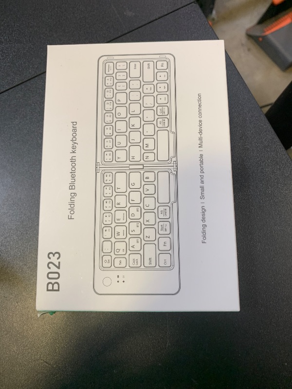 Photo 1 of JPHTEK Mini Portable Foldable Bluetooth Keyboard - Wireless Full Size (Sync Up to 3 Devices), Ultra-Slim Travel Folding Keyboard for iPhone iPad Mac Android Windows iOS, White
