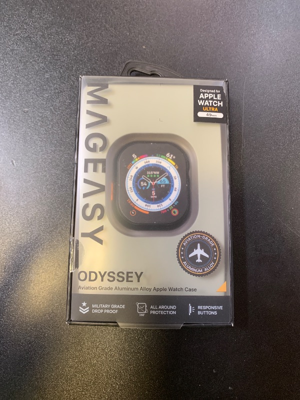 Photo 1 of MAGEASY Aircraft-Grade Aluminum Rugged Case for Apple Watch Ultra 2, Apple Watch Ultra 49mm | 2 in 1 Metal Hard Shell with Shockproof Inner Bumper for Max Protection, Odyssey - Midnight Black