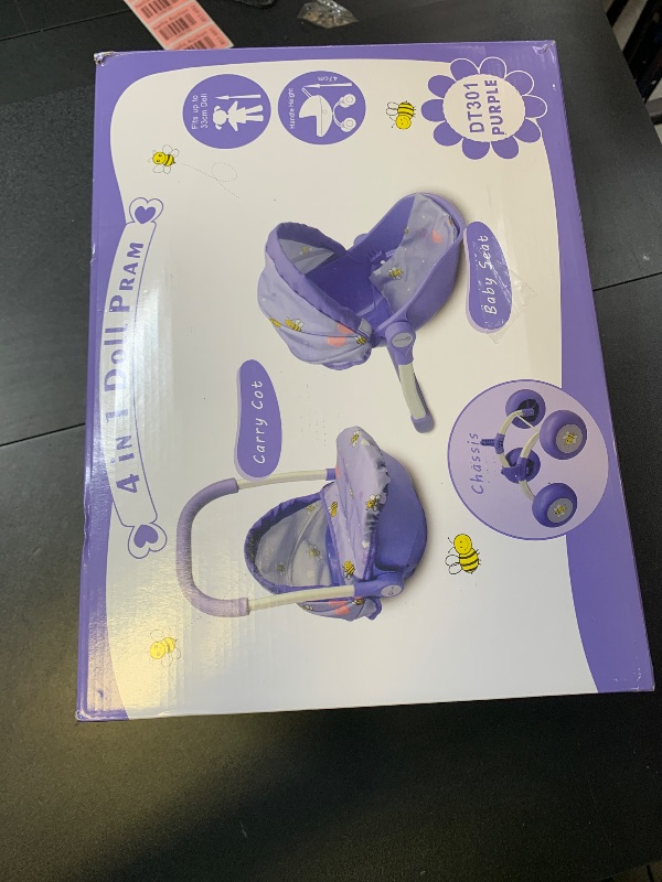 Photo 1 of Doll Stroller Toy Anivia Realistic Doll Stroller Heart Design Gifts for Toddlers and Girls Foldable Baby Doll Stroller Toy (DT301purple)