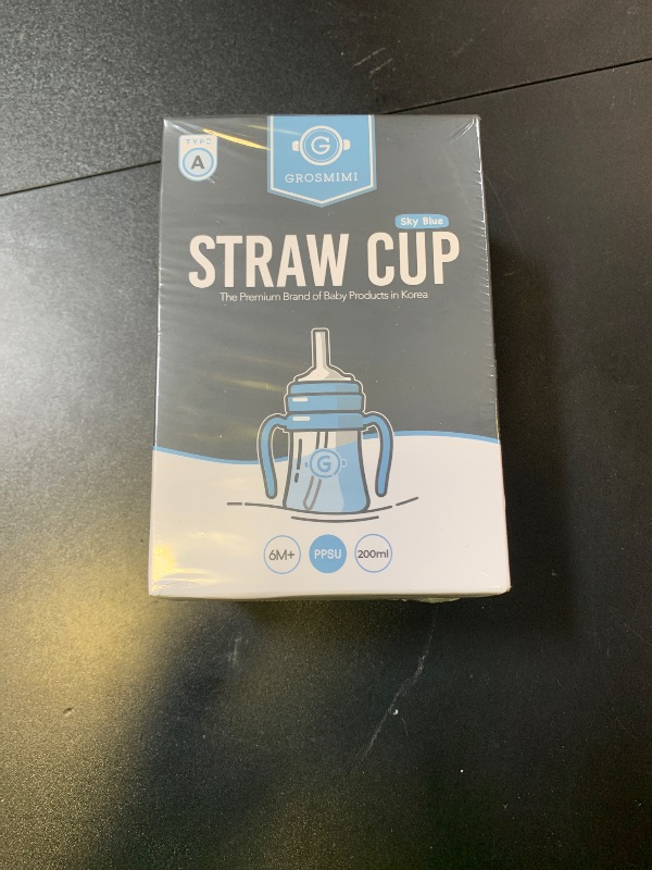 Photo 1 of GROSMIMI Spill Proof no Spill Magic Sippy Cup with Straw with Handle for Baby and Toddlers, Customizable, PPSU, BPA Free 6 oz (Sky blue)