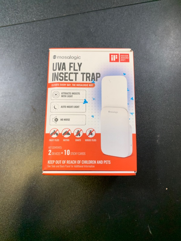 Photo 1 of Mosalogic Fly Insect Trap Plug-in Mosquito Killer Indoor Gnat Moth Catcher Fly Tapper with Night Light UV Attractant Catcher for Home Office White-2pack
